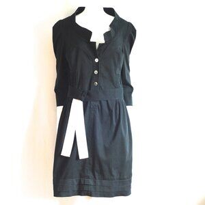Angelo Tarlazzi Black Denim Dress With White Accents - France